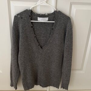 IRO Charcoal V-Neck Distressed Sweater